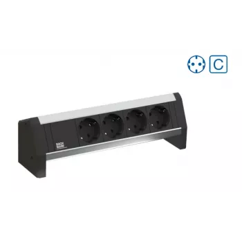 Bachmann Desk 1 razdelilna letvica - 3x vtičnice AC tipa F - aluminij/plastika - 324 mm - za notranjo uporabo