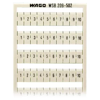 WAGO 209-502 označevalni trak - bel - raster 5 mm - 10 označevalcev