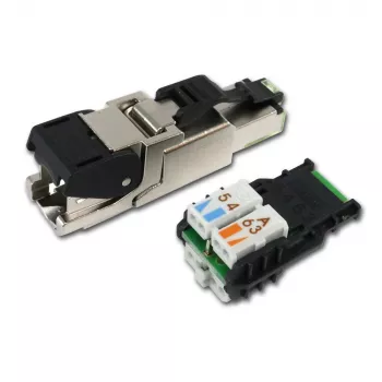 Telegärtner RJ45 konektor MFP8 Cat.6a (Deep), T568A s predmontiranim zaščitnim pokrovčkom, robustno ohišje iz tlačno litega cinka - 1 kos (J00026A2004)