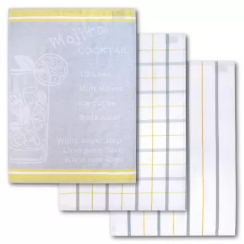 Dyckhoff Mojito Cocktail Checkered set kuhinjskih krp 3-delni 50x70 cm