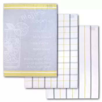 Dyckhoff Mojito Cocktail Checkered set kuhinjskih krp 3-delni 50x70 cm