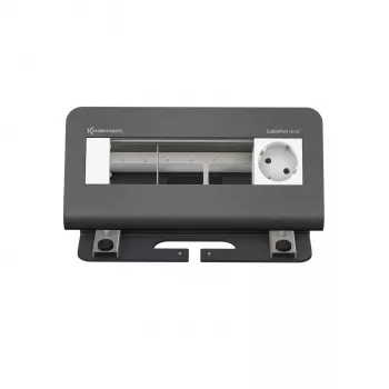 Kindermann CablePort desk² 4-kratna mizna priključna plošča – 4 vtičnice Schuko, 2x RJ45 Cat.6A, 2x USB-A, 1x HDMI, 1x USB-C, črna