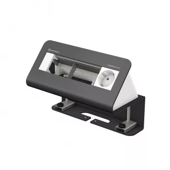 Kindermann CablePort desk² 4-kratna mizna priključna plošča – 4 vtičnice Schuko, 2x RJ45 Cat.6A, 2x USB-A, 1x HDMI, 1x USB-C, črna
