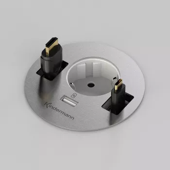 Kindermann CablePort table³ mizna priključna škatla za vgradnjo, srebrna