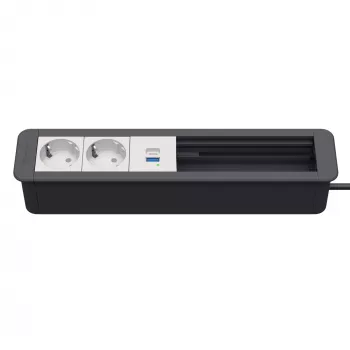 Kindermann CP Office Frame 6-kratni z 2x napajanjem in 1x funkcijo polnjenja USB, srebrn