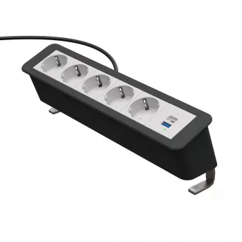 Kindermann CP Office Desk podaljšek 5x Schuko 1x USB-A 3m črn