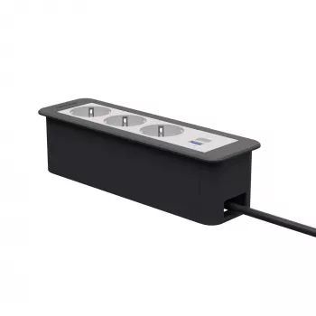 Kindermann CP Office Frame 4-kratni 3x Schuko 1x USB-C PD namizni priključni modul