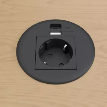 Kindermann CablePort Table črn (STS-R90-2 črn) - ohišje namizne priključne plošče