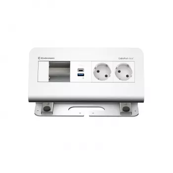 Kindermann CablePort desk² 4-kratni 2x napajanje 2x USB namizni priključni modul, aluminij