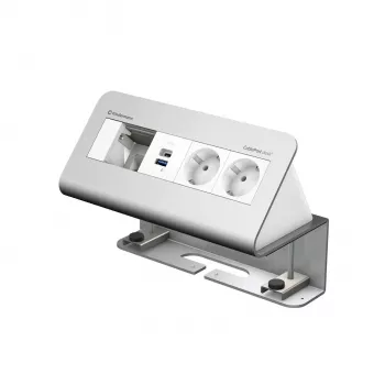 Kindermann CablePort desk² 4-kratni 2x napajanje 2x USB namizni priključni modul, aluminij