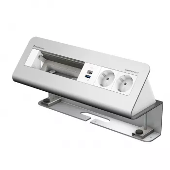 Kindermann CablePort desk² 6-kratni 2x polnjenje USB namizni vpenjalni modul srebrno-črn