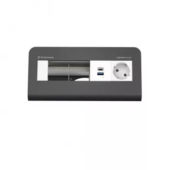 Kindermann CP desk² 80 4-kratna namizna priključna plošča z 1x napajanjem in 1x USB-A, srebrno-črna