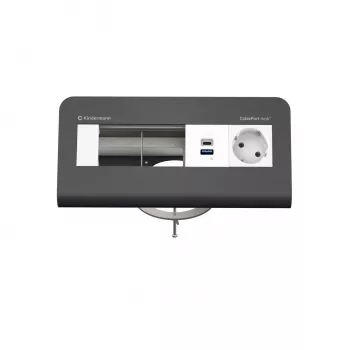 Kindermann CP desk² 80 4-kratna namizna priključna plošča z 1x napajanjem in 1x USB-A, srebrno-črna