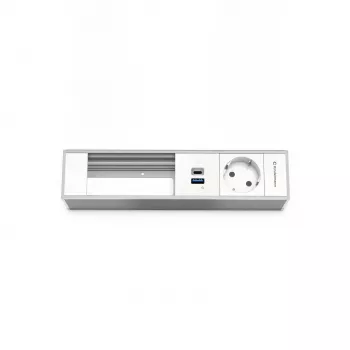 Kindermann nosilec modulov 4-režni z 1x napajanjem in 1x USB-A 3.0, črn (7449001231)