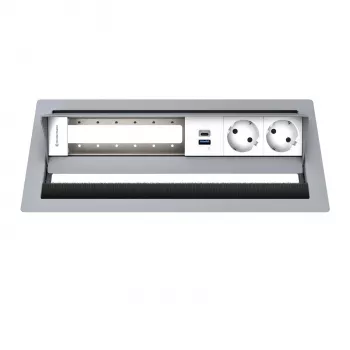 Kindermann CP Standard² 6-kratna namizna priključna plošča z 2x vtičnicama, 1x priključkom za polnjenje USB-A, HDMI, RJ45