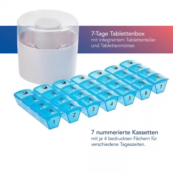 First Aid Only škatlica za tablete z delilnikom tablet modro-bela