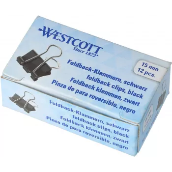 WESTCOTT 12 sponk za papir, 19 mm, črno-srebrnih, 12 kosov