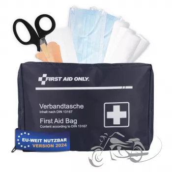 First Aid Only komplet prve pomoči za motocikle DIN 13167 modri različni povoji
