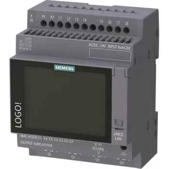 Siemens LOGO! 24 RCE logični modul z zaslonom, 24V AC/DC, 8 digitalnih vhodov, 4 relejni izhodi, Ethernet