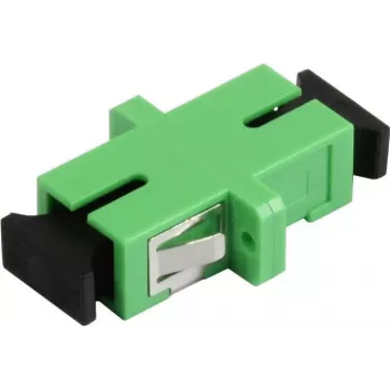 SYNERGY21 SC/APC steklenovlaknasti adapter, enorodovni, simpleks, PVC, keramična puša, s prirobnico, zelen