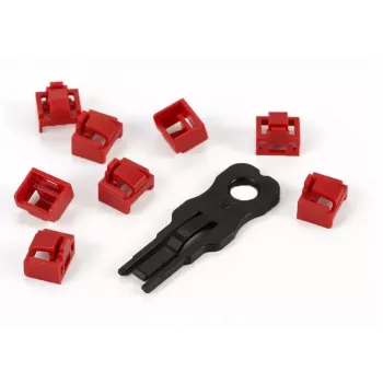 ALLNET TP/RJ45 blokator rdeč 10 kosov z varnostnim ključem, protiprašni pokrovček, varnostna ključavnica za omrežje (ALL-TP-RJ45-Blocker-10PCS)
