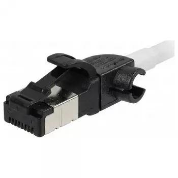 Synergy21 patch kabel RJ45, CAT6A 500MHz, 1,0m, bel, S/FTP, slimline okrogel d=4.5mm, TPE/LSZH (Superflex), AWG28, s CAT7 surovim kablom, vrtljiv vtič