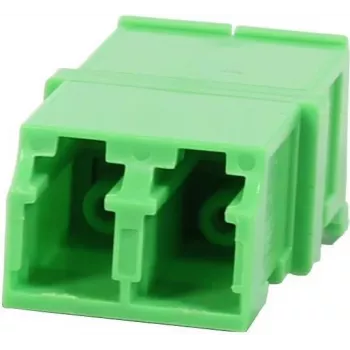 Synergy 21 S215678 optični adapter spojnik LC/APC dupleks enorodovni 9/125µm keramični PVC brez prirobnice zelen z zaščitno zaklopko za laser