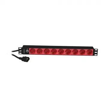 Synergy 21 ALLNET 19 inch 1U 9-kratna vtičnica Schuko s C14 vtičem 10A črna