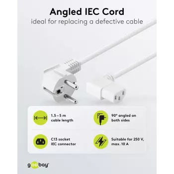 Goobay napajalni kabel 3m bel