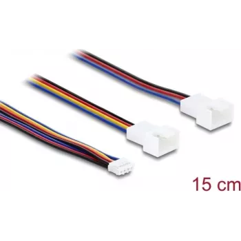 Delock Y kabel za ventilator 1 x JST PH 4 pin PWM vtičnica na vtič + 4 pin (3 pini zasedeni) vtič 15 cm