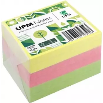 UPM Notes Brillant samolepilni listki 75x75mm 100 listov na blok 6 blokov mešane barve