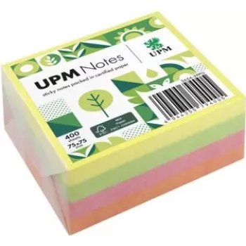UPM Notes Brilliant Mix samolepilni listki 400 listov rumen roza zelen 76x76mm 3 bloki