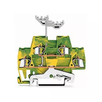 WAGO 280-517 dvonadstropna ozemljitvena sponka, 4-žilna, 2,5 mm², CAGE CLAMP, zeleno-rumena
