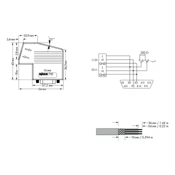 WAGO 750-963 priključni modul D-Sub, 9-polna vtičnica, siva, IP20, za WAGO I/O sistem 750