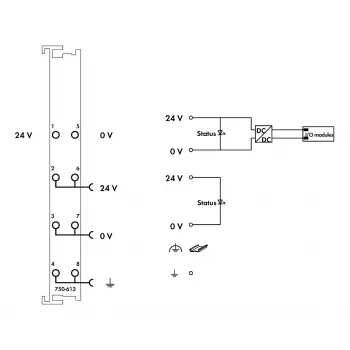 WAGO 750-613 4-žilna sponka, siva, CAGE CLAMP, 0,08-2,5 mm², DIN-35 letev