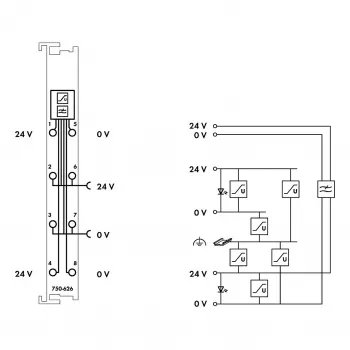 WAGO 750-626 napajalni filtrirni modul 24 V DC, CAGE CLAMP, siva