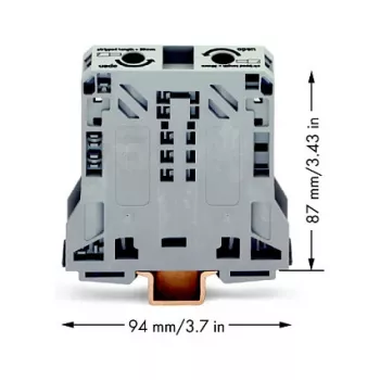 WAGO 285-150 CAGE CLAMP močnostni spončni blok, 1-potencialni, 2-priključka, 10-50 mm², siva, DIN-tirnica 35