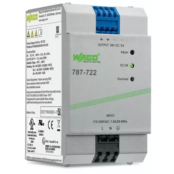 WAGO 787-722 napajalnik, 120 W, 24 V DC, 5 A, DIN-tirnica, aktivni PFC