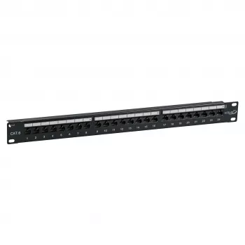 EFB-Elektronik ECOLAN patch panel UTP 24xRJ45 Cat.6 19 inch 1U RAL9005 črn