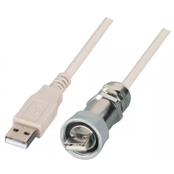 EFB IP67 USB 2.0 kabelska uvodnica M20, USB tip-A vtič na USB tip-A vtič, 1,0 m, srebrno-črn