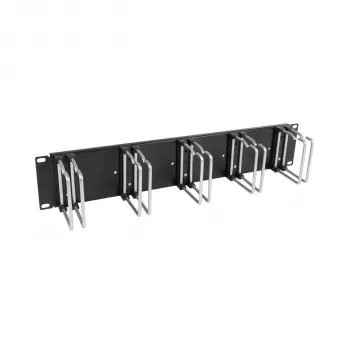 EFB 19 inch 2U panel za upravljanje kablov s 5 x kovinskimi dvojnimi nosilci 75 mm RAL9005 (699983TS.1)