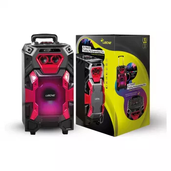 Leicke DJ ROXX TROLLEY PRO prenosni PA-zvočniški sistem z Bluetooth, 100W RMS, 10-palčni woofer, LED-lučke, trolley, mikrofon, daljinski upravljalnik