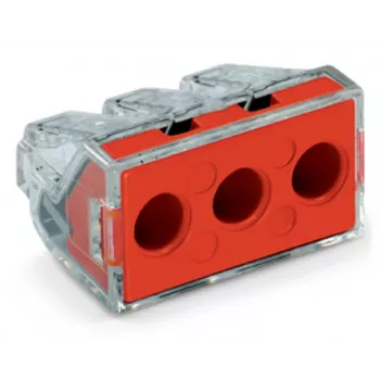 WAGO 773-173 priključna doza, 3-polna, Push-Wire, 41A, 400V, rdeča/prozorna