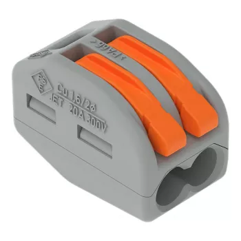 WAGO 222-412 2-žilna priključna sponka, siva/prozorna, 32A, 400V