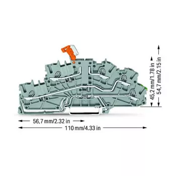 WAGO TOPJOB S N-ločilna sponka s PE, 3-žilna, Push-in CAGE CLAMP, siva, 2003-6644