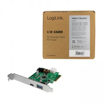 LogiLink kartica PCI Express USB 3.2, 5 Gbps, 2 zunanja + 3 notranji priključki USB-A