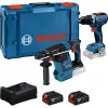 BOSCH PowerTools komplet: akumulatorski udarni vrtalnik-vijačnik 18V 65 + akumulatorsko vrtalno kladivo 18V 26 z 2 baterijama 5 Ah in polnilnikom (komplet)
