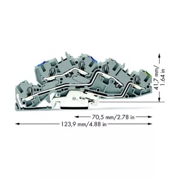 WAGO 2005-7646 prehodna sponka, 3-žilna, 400V, 24A, 2,5mm², siva