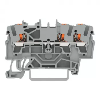 WAGO 2202-1301 - 3-polna prehodna vrstna sponka z gumbom, 2,5 mm², siva