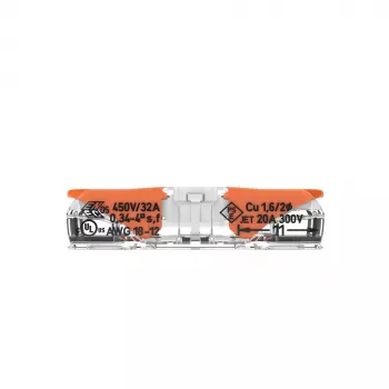 WAGO 221-2401 inline spojnik, 2-žilni, 0,2-4 mm², 600 kosov, prosojno/oranžen